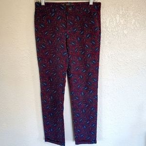 [ ZARA burgundy paisley trafulac trousers size s ]